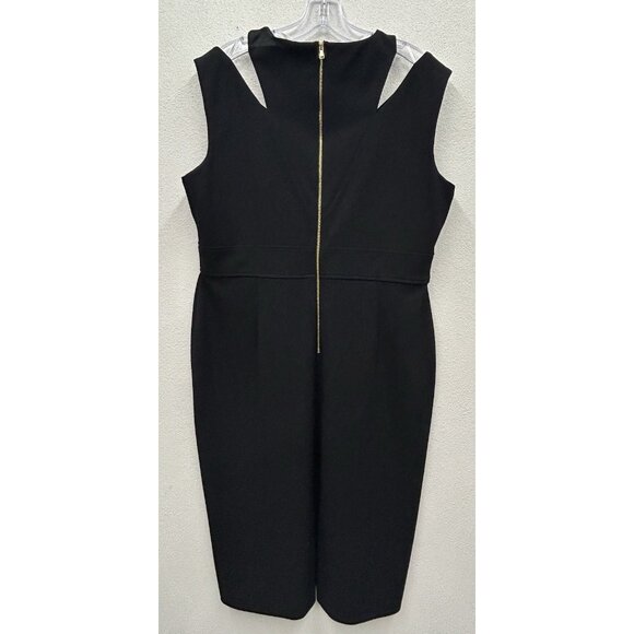 Calvin Klein Classic Sheath Dress Womens 16 Black Sleeveless Knee Length Career - Picture 3 of 12